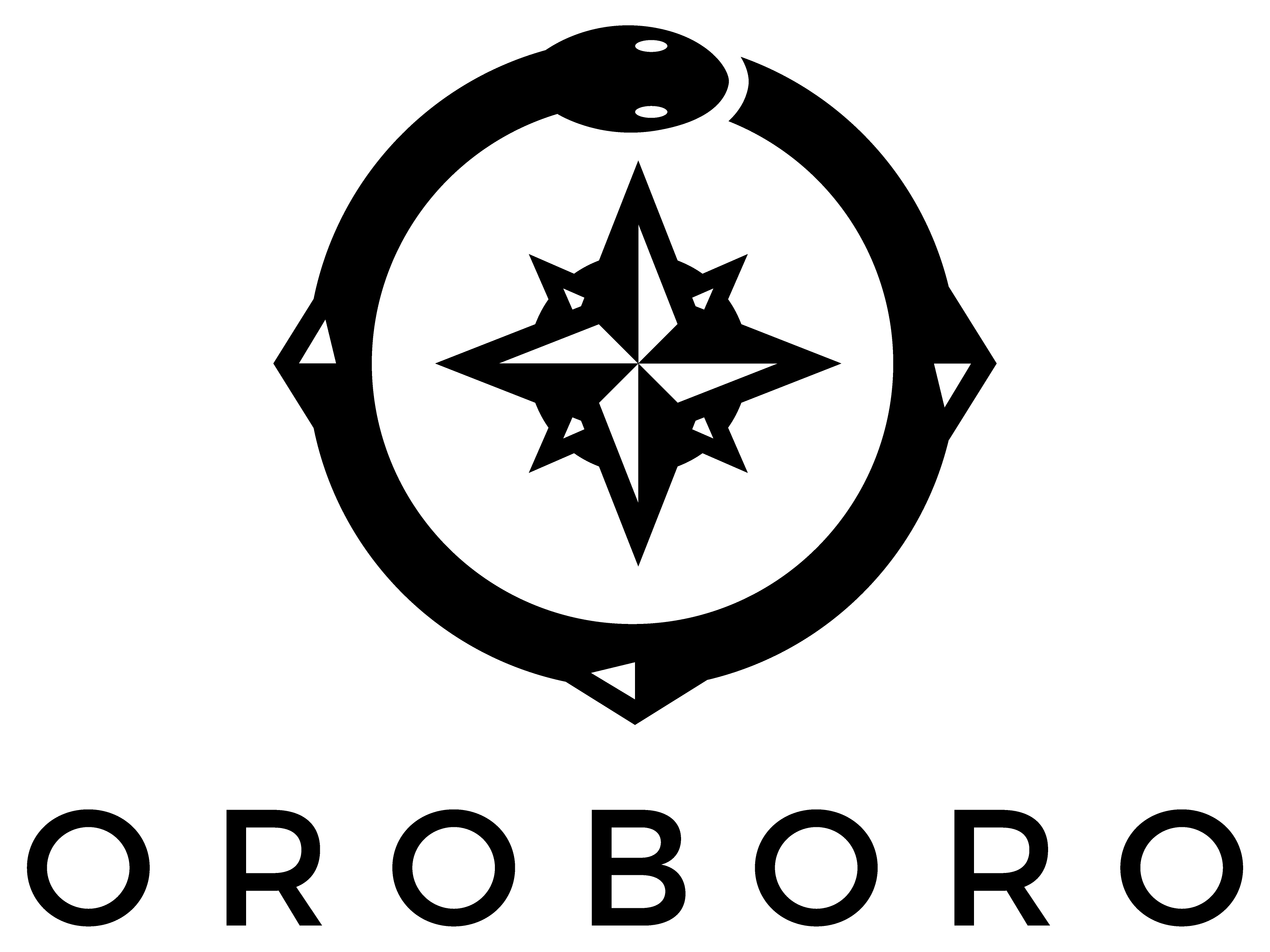 Oroboro logo — wind rose, serpent and compass